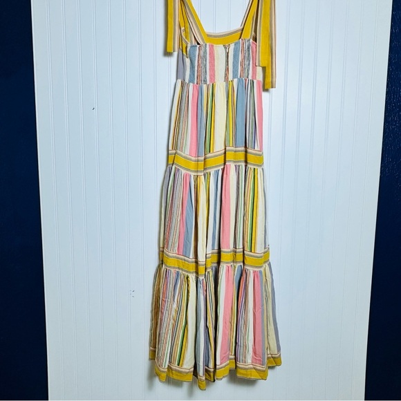 Anthropologie By Together Striped Multicolor Maxi Dress S Square Neck Smocked - Picture 6 of 8